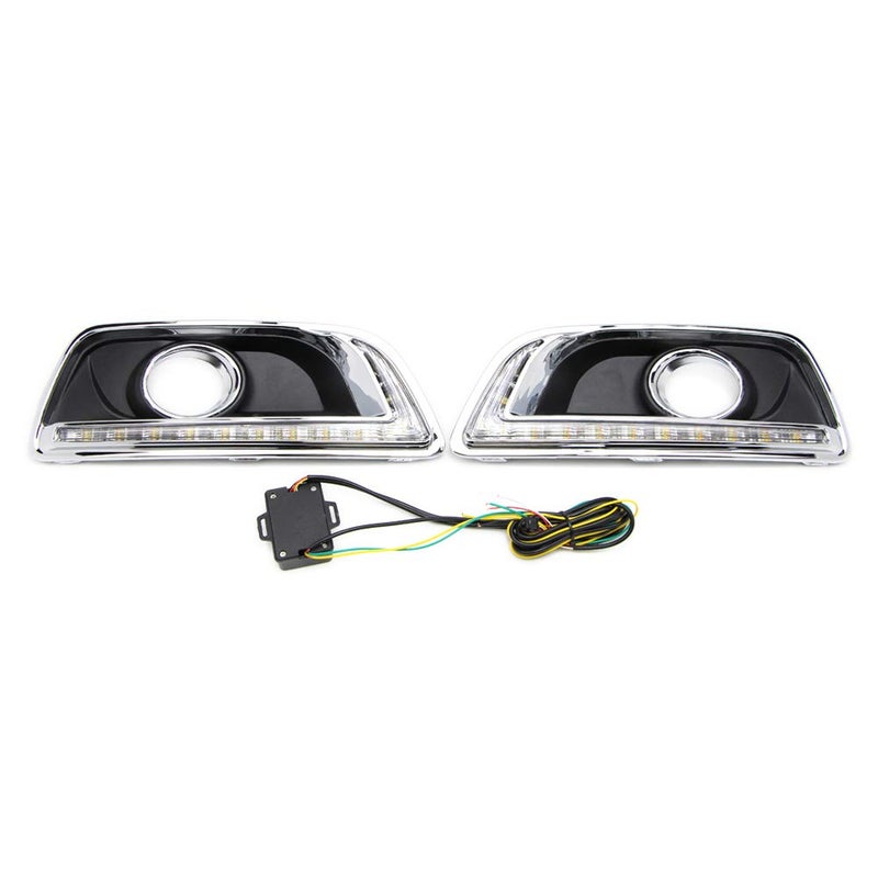 Dreamseek 3 Colors LED DRL Compatible With Chevy Malibu 2013 2014 2015, Malibu Limited 2016 Daytime Running Light Fog Lamp Bezel With Yellow Turn Signal + Blue Night Mode - Image 2